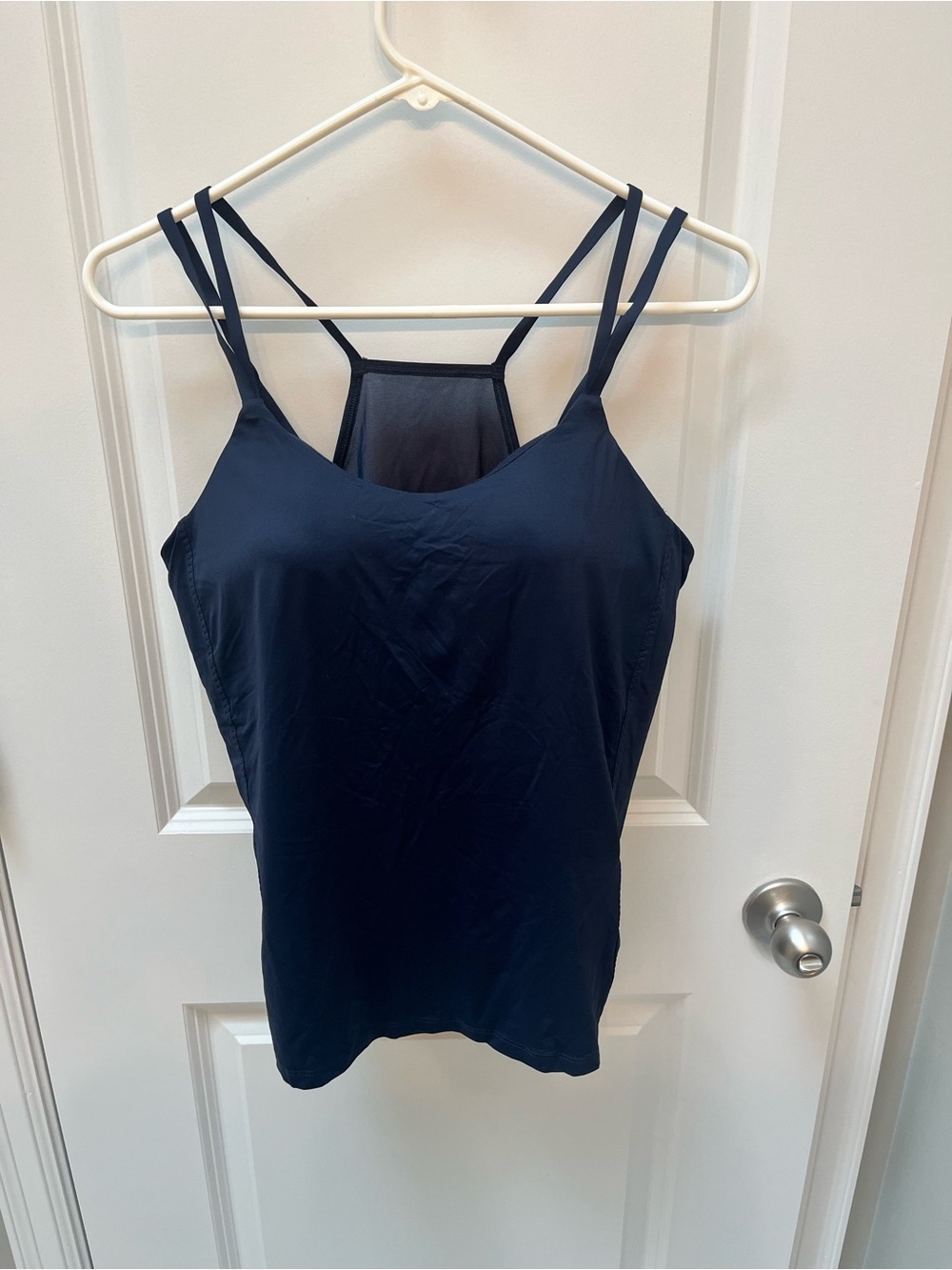 Athleta Navy Double-Strap Tank with Mesh Back